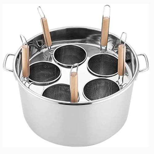 Yiustldd 3/4/5 Holes Pasta Cooker Insert Set, Pasta Pot with Divider and Colander Strainer for Home Kitchen, Restaurant, Commercial Cooking Tool,5 Holes