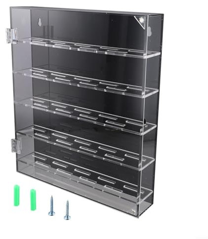 Runde Münzvitrine, transparentes Acryl, magnetische Tür, Wand-/Tischhalterung (schwarzer Boden)
