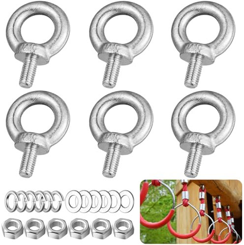 MirraSwit 6 Piezas M10 Cancamo, Tornillo con Argolla, Anillo Ojo Perno, M10 Ringschraube, Tuerca con Junta Elástica para Colgar y Fijar