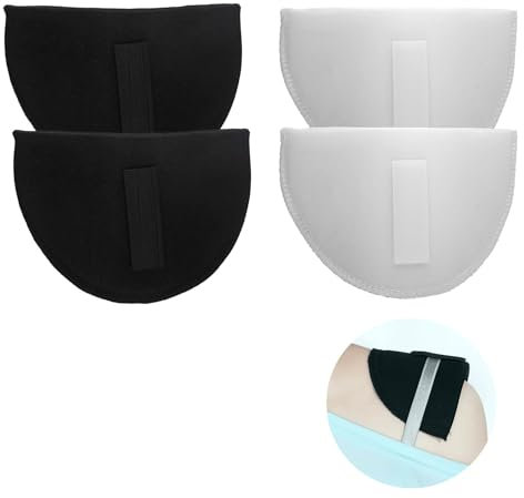 4Pcs Eingesetzte Schulterpolster Damen und Herren,Atmungsaktiver Schwamm, Schulterpolster zum Nähen von Schultern, Unsichtbar für Anzüge und T-Shirts (Weiße Stärke 1,5cm, Schwarze Stärke 1,2cm)