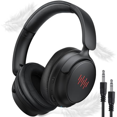 Hybrid Active Noise Cancelling Wireless Headphones, ANC Over Ear Bluetooth Headset with Mic, Deep Bass, Foldable Lightweight Cordless Headphones for iPhone 16 Pro Max Galaxy S24 Travel Home Office