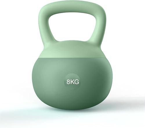 Bestfor Soft Kettlebell PVC Coated, Iron Sand, Weight Lifting Strength, for Training, Cardio, Fitness, Muscle Exercise Chart, Body Building, Home Gym Workout 8kg
