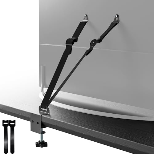 PUTOROGA TV Safety Straps, No-Drill TV Straps Safety for Flat Screen, Anti-Tip Furniture Anchors for Baby Proofing, Earthquake Straps with Metal C-Clamp, VESA Mount, 304 Stainless Steel Screws, Black