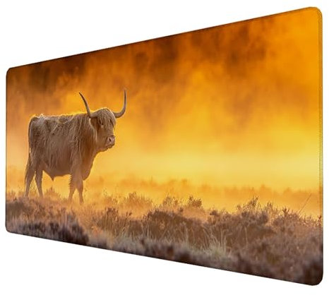 Tapis de Souris xxl 600x300x3mm de Jeu Etendu Large Durable, Grand Tapis Souris Gamer Imperméable (Animal) Grande Protection de Bureau étendue,pour la Maison, Le Bureau, la Salle de Jeux (Jaune) S-P-3