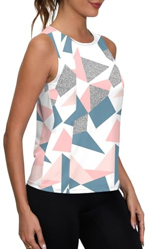 IECCP Damen Yoga Tank Tops Sommer Lose Ärmelloses Fitness Sport Shirt locker Rundhals Leichtgewicht Gym Workout Laufshirt, Marineblau & Weiß, S