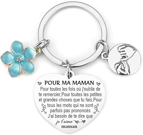 ZYMGUO Porte-clés Personnalisé Maman - Cadeau Fete des Meres Je t'aime Mere