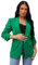 Divadames Womens Blazer Open Front Casual Cardigan Ruched Sleeve Work Office Blazer Jacket with Pockets (UK, Numeric, 14, Regular, Regular, Green)