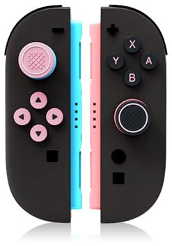 Empuñaduras de pulgar para Nintendo Switch 2, tapas de joystick para Switch2, cubierta analógica para mando Joycon NS2 con adhesivo de botón, rosa dulce y negro