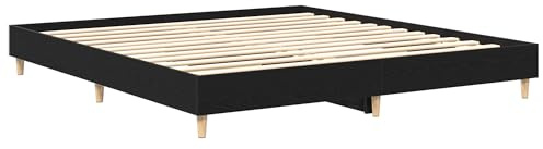 vidaXL Bettgestell 180X200 cm Schwarz Eiche Massivholz Langlebig Stylisches Minimalistisches Design Für Erwachsene Möbel Schlafzimmer Groß