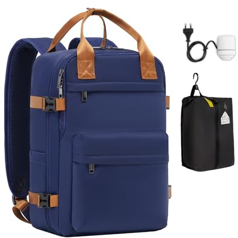 COOLIFE Vakuum Rucksack Handgepäck 40x30x20 Ryanair EasyJet Vakuumpumpe | Abnehmb.Vakuumbeutel, 50%mehrPlatz, Laptopfach15.6Zoll, wasserdicht–Kurztrip, Wochenendausflug & Städtetrip für Damen Herren