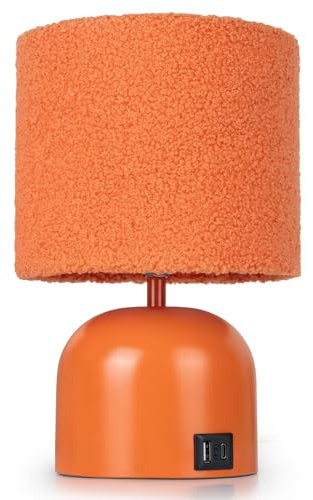 EOEYYOYB Nachttischlampe Touch Dimmbar mit USB A+C,Moderne Tischlampe Led Nachttischlampe Schlafzimmer, Wohnzimmer, Orange