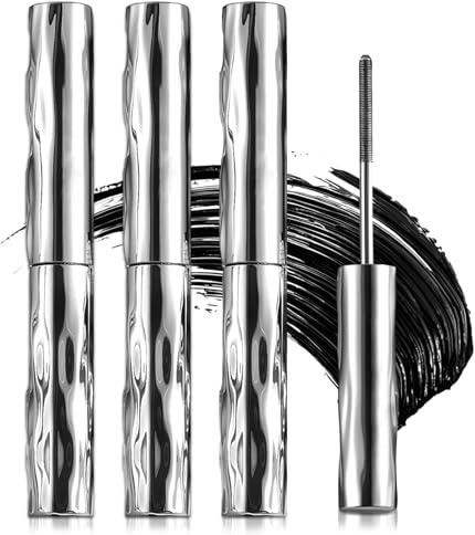 Metal Mascara, 3D Curling Eyelash Iron, Tubing Mascara Iron Eye Mas cara mit Metallbürste Volumengebende Mas-cara Wimperntusche Wasserfest Schwarz Schnell Trocknend und Wischfest (3PC)