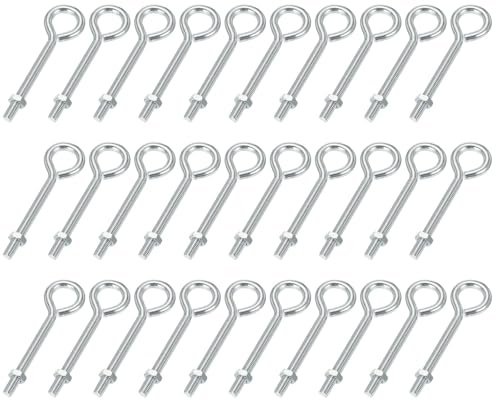 QUARKZMAN Pernos Ojo Roscados M5x50 Acero Carbono Con Tuercas Hexagonales Para Ganchos Metálicos Terminales Madera Anillos Colgantes Paquete 30