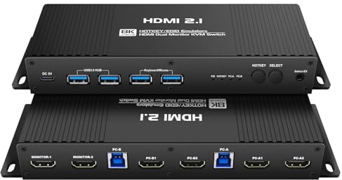 Kvm Switch 2 Monitors 2 Computers Hdmi Edid 4k 144hz Hotkey Switching Dual Monitor kvm switches 2 cmputers 1440P 120hz 144hz 165hz FreeSync G-SYNC (hdmi kvm 2 * 2 edid)