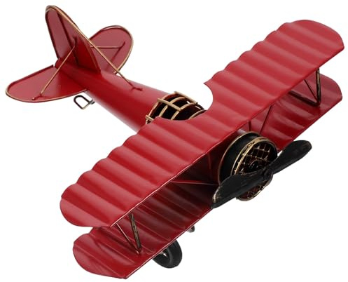 NUOBESTY Flugzeugmodell Geeignet mit Dekorativer Funktion aus Eisen Retro und Foto Requisite Rotes Vintage Metallflugzeug für Wohnzimmer und Kaffeeszene