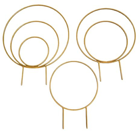 MOLERRI Ensemble de 3 Treillis Ronds D'Intérieur pour Plantes Grimpantes - Cadres Métalliques pour Lierre en Pot - Support de Plantes en Pots pour Usage Intérieur et Extérieur - Couleur Dorée