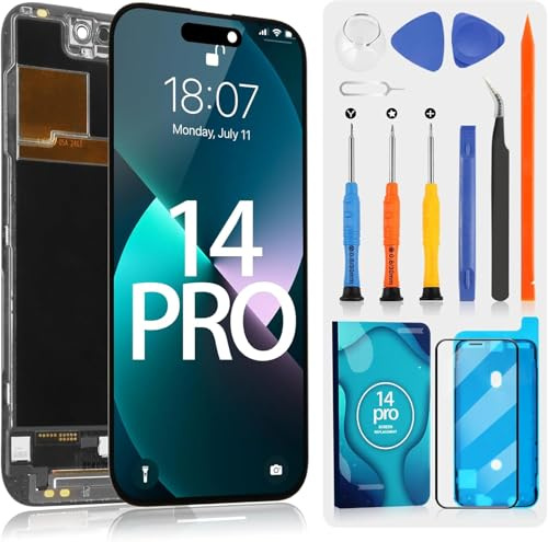 ARSSLY LCD Display für iPhone 14 Pro Ersatz Bildschirm für iPhone 14Pro A2890 A2650 A2889 A2892 A2891 6.5 LCD Display Touchscreen Ersatz Digitizer Reparatur Montage mit Reparatur, Schwarz