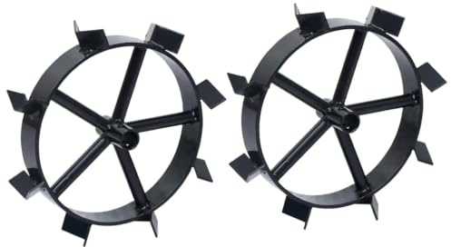 Ziaphsol Metallräder für 6,5 PS Benzin Gartenfräse mit Greifzähnen 34 cm, 2 Stück, passend für Kultivator Motorhacke zur Stabilisierung bei nassem Erdreich und Auflockern
