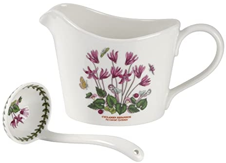 Portmeirion Botanic Garden Cyclamen Sauce/Gravy jug & Mini ladle