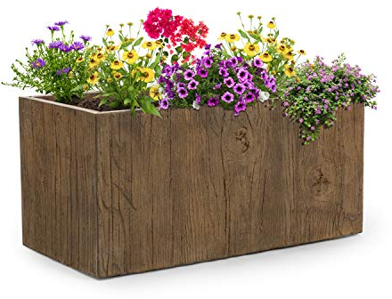 Blumfeldt Timberflor - Bac à fleurs, 80 x 40 x 40 cm, Fibre de verre, marron