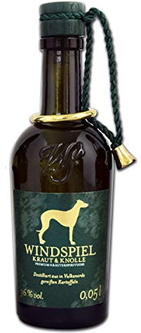 Windspiel Kraut & Knolle Kräuterspirituose 36 % vol. 1 x 0,05 Liter - Edle und milde Miniatur Kräuter-Spirituose aus der deutschen Vulkaneifel