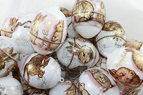 Ostereier zum Aufhängen, Gold Hasen. 21 Stück. Osterdeko für ihre Garten.