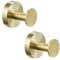 WOMAO Brass Towel Hook, Brushed Gold Coat Hook 2 Packs Round Robe Clothes Wall Hooks SUS 304 Stainless Steel Wall Mounted