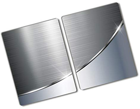 Tulup Schneidebrett 2x40x52 cm Spritzschutz Silber Kochplattenabdeckung Herdabdeckplatte Gehärtetes Glas Abdeckung - Metallcurve