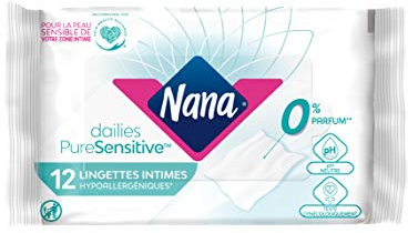 Nana PureSensitive Lingettes Intimes Hypoallergéniques - 0 % Allergène*, Parfum - 12 Lingettes
