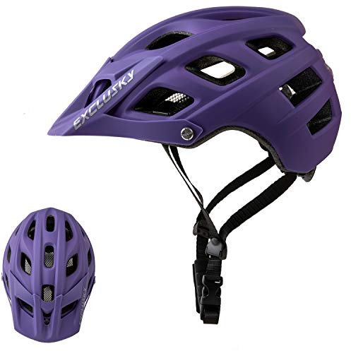 Exclusky Fahrradhelm Herren und Damen mit Visier MTB Helm Ultraleicht Windschutz Helm Retro Helm für Trekking Rennrad Trail Helm (56-61CM)