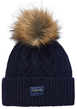 Superdry Damen Cable LUX Beanie Hat, Eclipse Blau, One Size
