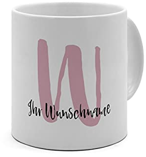 printplanet - Personalisierte XXL-Kaffee-Tasse mit Namen - Design: Buchstaben Initialen verspielt - Namenstasse, Jumbo-Kaffeebecher