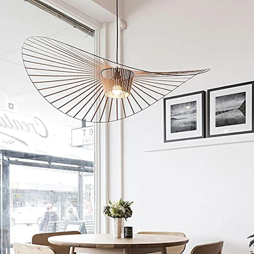 Vertigo Lampe 100cm Retro Kronleuchter Pendelleuchten, Kreative LED Lampe Fiberglas + Polyurethan Hut Stoff Modernes Design Wohnzimmer Küche Badezimmer Dekorative Beleuchtung, E27,Braun,100CM