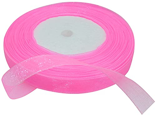 AERZETIX - C50816 - Organzaband glänzender dekorativer organza - 10mm x 45 meter - rosa - kreative projekte nähkunst geschenkverpackung zur geburtstagsfeier