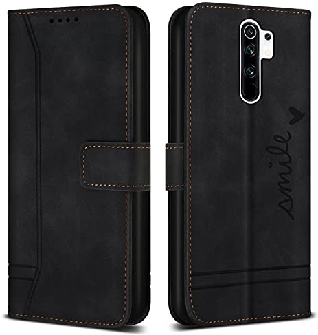 Bravoday Coque pour Xiaomi Redmi Note 8 Pro, Etui Cuir avec Magnetique, Flip Pochette Housse pour Xiaomi Redmi Note 8 Pro Protection, Noir