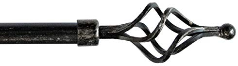 Extendable Iron Curtain Rod Curtain Rail Rod Mod.Rod VORTICE 120-210 BLACK-SILVER