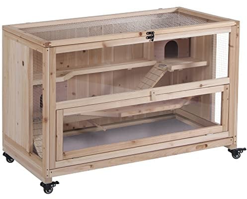 PawHut Wooden Hamster Cage, 3-Tier Roden Small Animals Hutch, 99 x 50 x 69 cm
