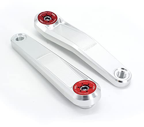 windmeile | Lekkie Buzz Bars Pedalarme, Left Offset Square Drive 170mm, V3.1, Silber und Rot, Kurbeln für Bafang BBS01/02/HD, E-Bike, Pedelec