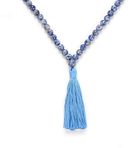 Yoga Halskette Schmuck Perlen Lange Quaste Halskette Jaspis mit 108 Mala Beads für Damen oder Herren