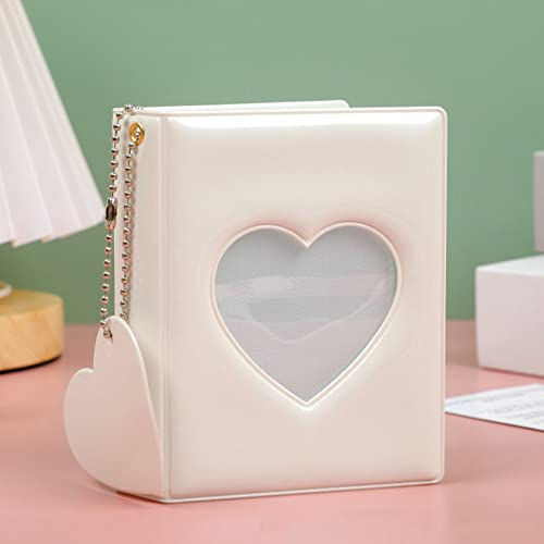 Mini Fotobuch,Mini Album Keychain,Mini Photo Album,mini Fotoalbum,schlüsselanhänger,fotoalbum Klein,Schlüsselanhänger Fotoalbum Love Heart,photocard Binder Albums for 3 Inch Photo (White)