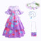 Yigoo Encanto Kostüm Mädchen Isabela Madrigal Prinzessin Kinder Outfit Karneval Party Halloween Fest Weihnachten Verkleidung mit Tasche Girlande Ohrring Halskette 130