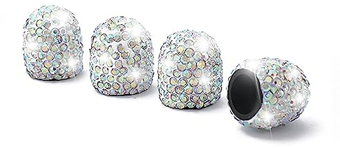 CGEAMDY 4 PCS Universal Auto Ventilkappen, Kristall Diamant Ventilkappen, Kristall Strass Autoreifen Kappen, Reifenventil Staubkappen Fahrradreifenventilkappen (AB)