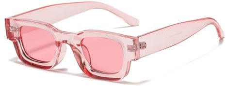 WDZAYXC Occhiali da sole rettangolari polarizzati retrò quadrati montatura occhiali per uomo donna protezione UV 400, Rosa/Rosa