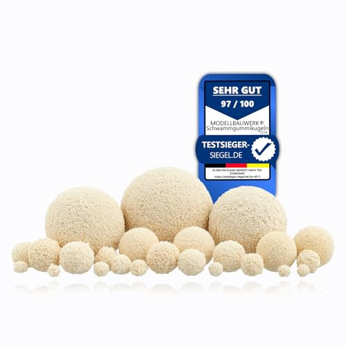 Modellbauwerk® Vielseitigkeit pur!- Schwammgummikugeln 6mm hell/Creme,100St. kreiere realistische und beeindruckende Baumkronen, Landschaften und Büsche, Architektur-Modellbau Hobby Basteln Diorama