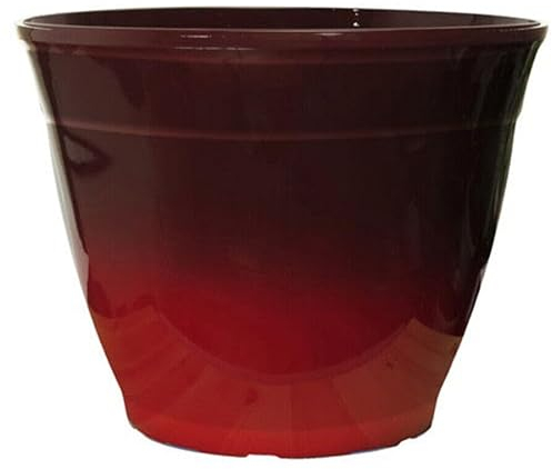 Fyne-Finds 38cm, 15inch Round 22L Large Plant Pot Tall Plastic Planter Outdoor Drainage Hole Garden Flower Tree (Ombre Bordeaux)
