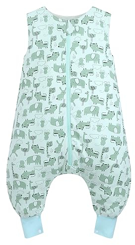 WYTbaby Schlafsack mit Füßen 1.0 Tog aus 100% Baumwolle - Weicher Ganzjahres Schlafsack Baby - Ärmellos - Ideal für Schlaf und Wärme - Perfekt für Jungen und Mädchen - 80cm