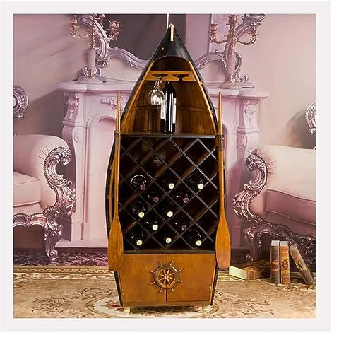 PHLEPS Weinregal Weinregal Aus Holz In Segelbootform for 17 Flaschen, Rotwein-Vitrinen, Vintage-Weinregal, Organizer for Weinbar Und Heimdekoration