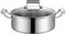 OQHAIR Cocotte en Acier Inoxydable avec Couvercle en Verre et Base en Aluminium (31,5 x 10 cm)