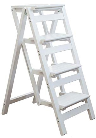 FLYIFE Tritthocker Holzleiter, Verdickte Mehrzweckleitern Bibliothek Hotel Dachbodenleitern Massivholz Langlebige Heimleitern/#1/42X67X92Cm