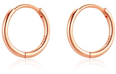 Creolen Ohrringe Silber 925 für Damen Klein Creolen Roségold Hypoallergen Ohrringe Kreolen 10mm